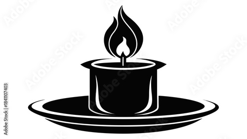 burning candle on a white background