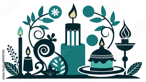 burning candle on a white background