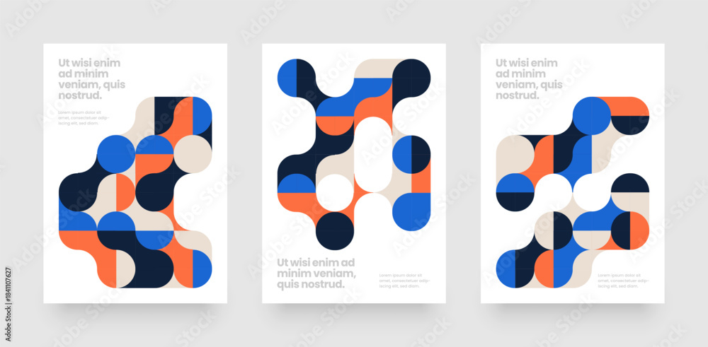 custom made wallpaper toronto digitalTemplate with fluid geometric shapes. Abstract bauhaus geometric pattern backgrounds with metaball fusion. Layout for flyer, poster or cover. 