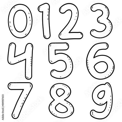 vector set of numbers -  Hand-Drawn Numbers Outline Set