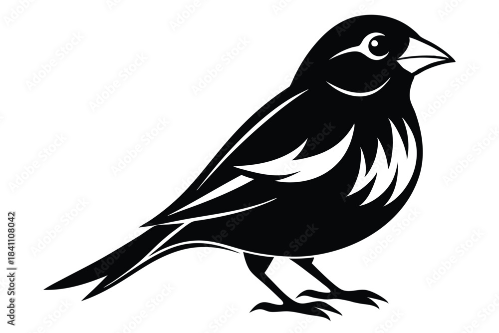 Obraz premium finch silhouette line art vector illustration with a white background