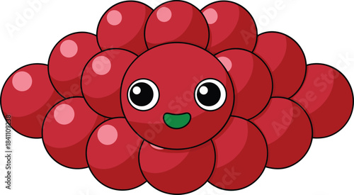 Cute cartoon red balloon octopus character with big eyes and smiling face