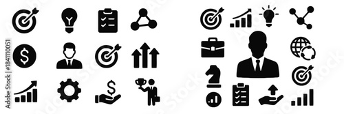 Business strategy and success target lightbulb