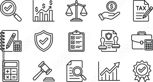 Business Management, Planning, Finance, Marketing, and Healthcare Icons Set, Productivity, Law, Communication, COVID-19, Vector, Linear, Outline, Illustration