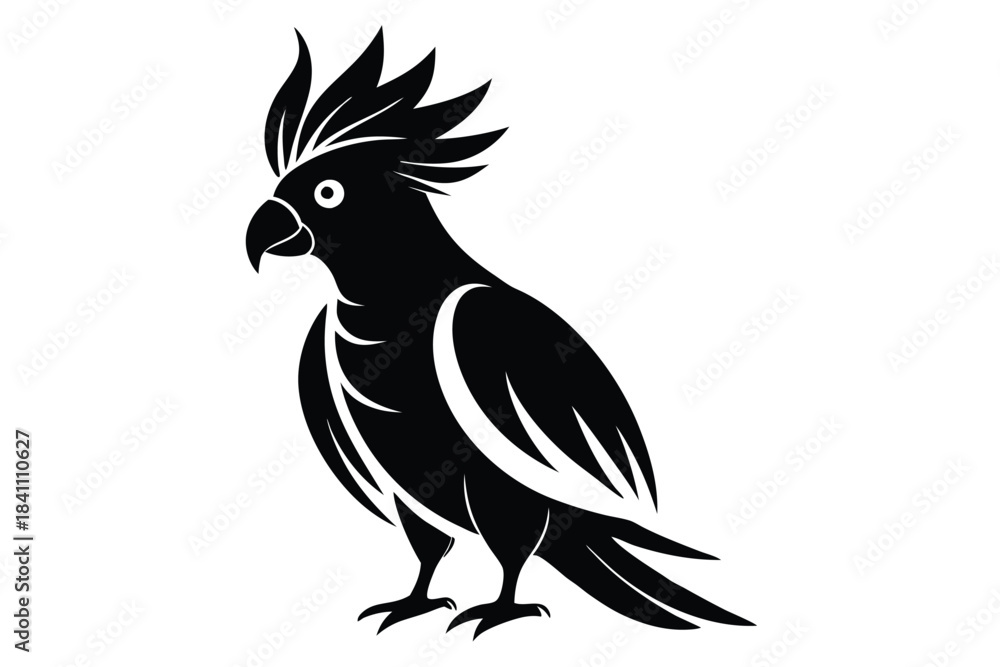 Obraz premium cockatoo silhouette line art vector illustration with a white background
