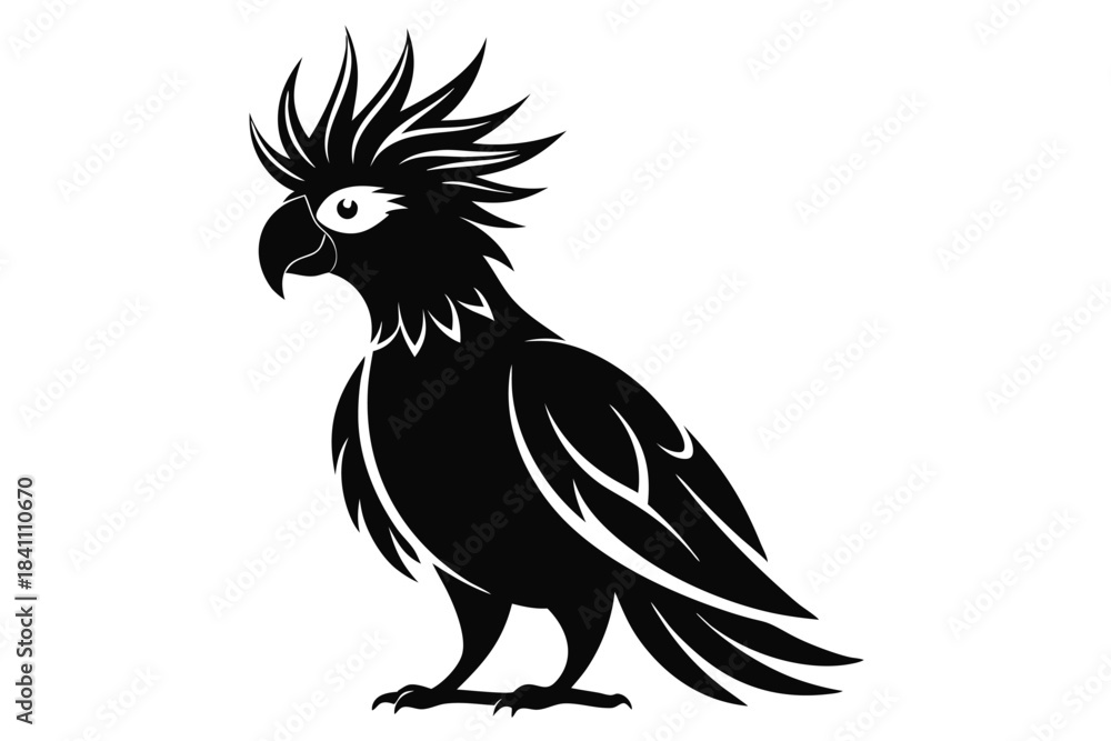 Obraz premium cockatoo silhouette line art vector illustration with a white background