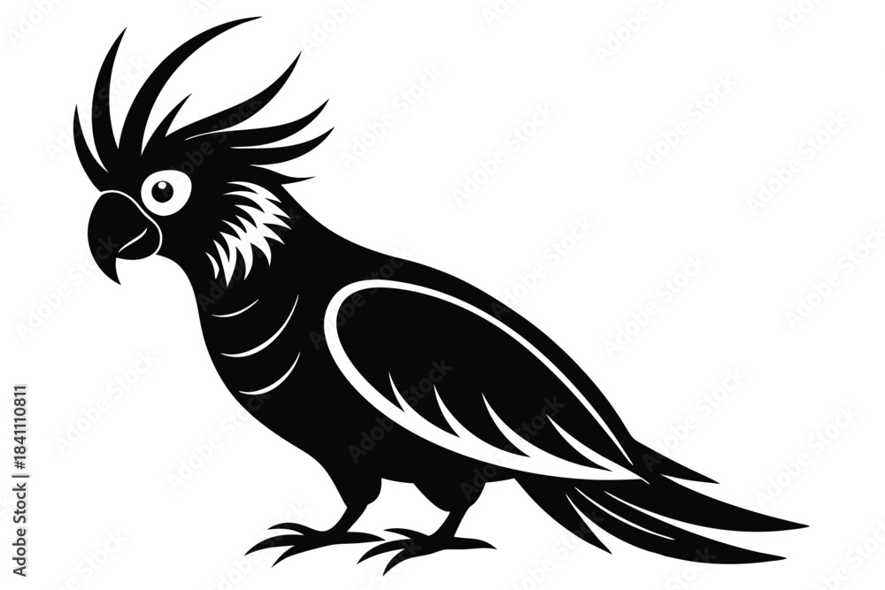 Obraz premium cockatoo silhouette line art vector illustration with a white background