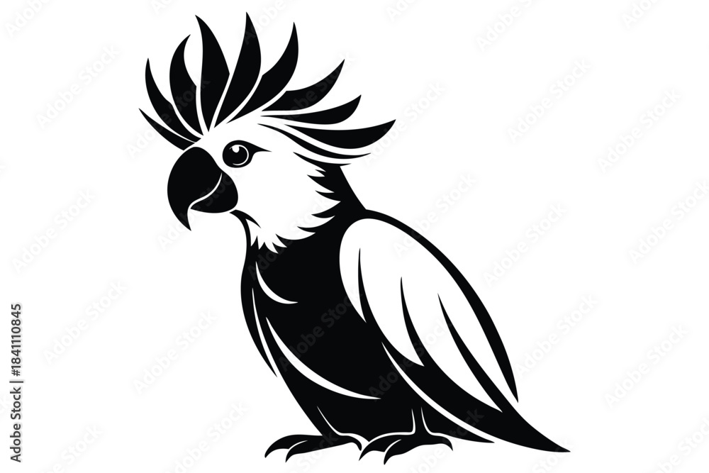 Obraz premium cockatoo silhouette line art vector illustration with a white background