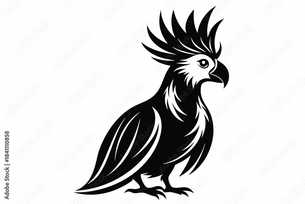 Obraz premium cockatoo silhouette line art vector illustration with a white background