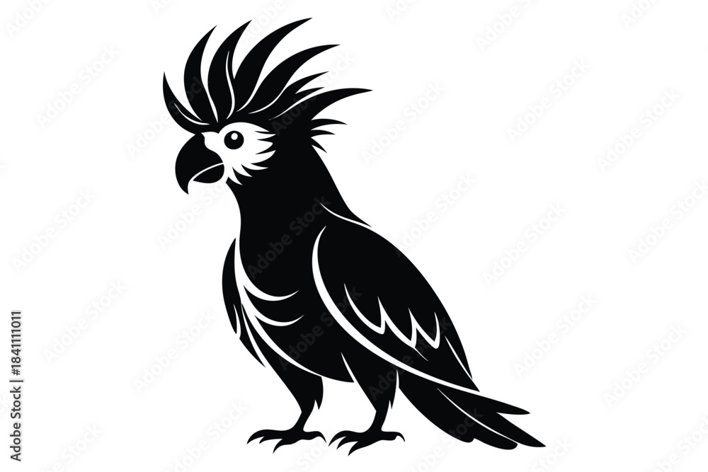 Obraz premium cockatoo silhouette line art vector illustration with a white background