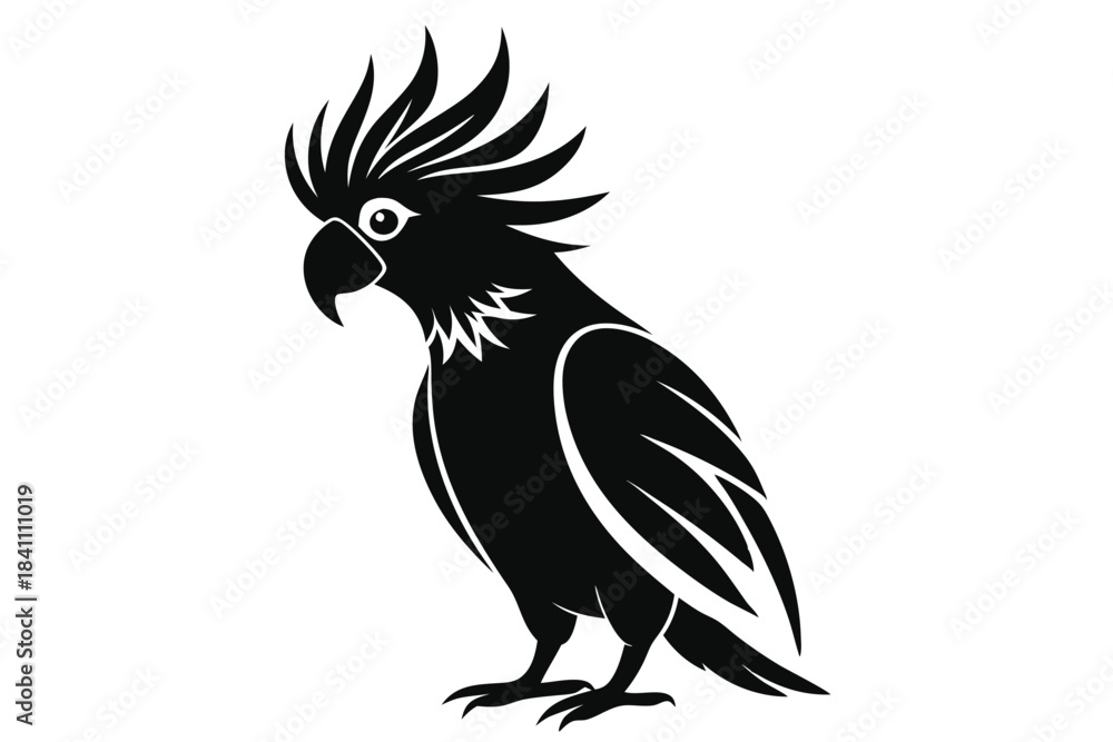 Naklejka premium cockatoo silhouette line art vector illustration with a white background