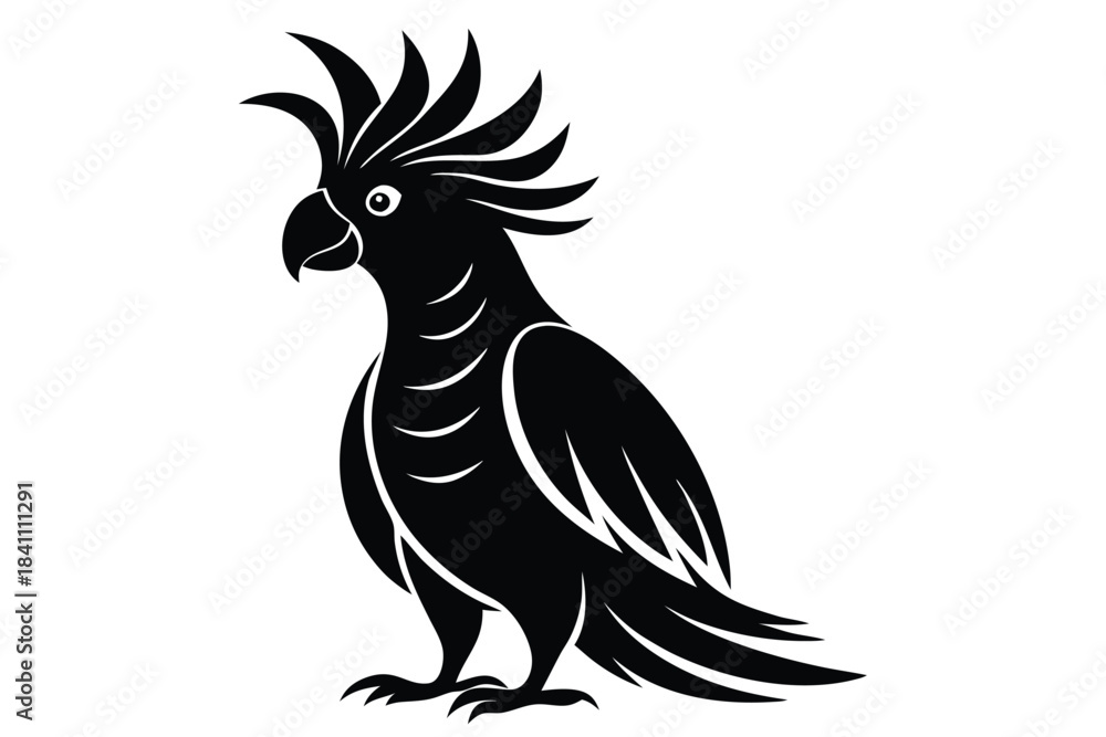 Fototapeta premium cockatoo silhouette line art vector illustration with a white background