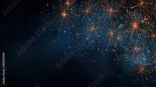 2026 New Year Party Background Banner with Firework on Rustic Dark Blue Night Sky Texture