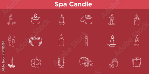 Hand-Drawn Spa Candle, Vector Line Art Symbols for Lighting, Burning, Religious Ceremony, and Romantic Dinner Sketch.