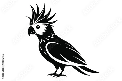 cockatiel silhouette line art vector illustration with a white background