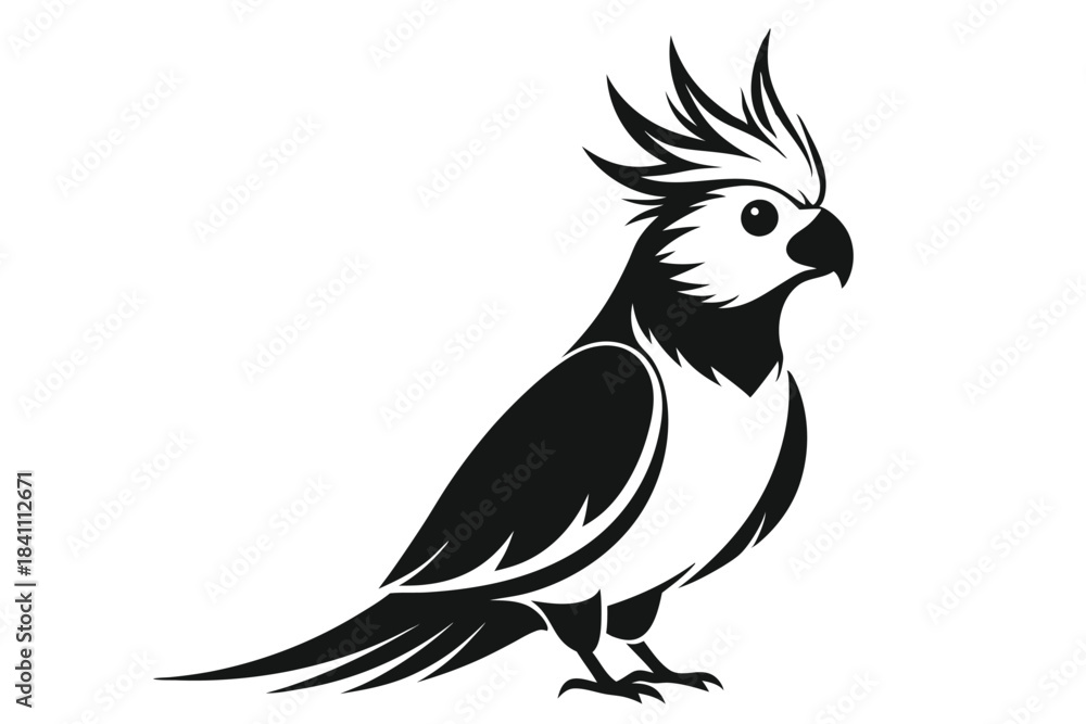 Fototapeta premium cockatiel silhouette line art vector illustration with a white background