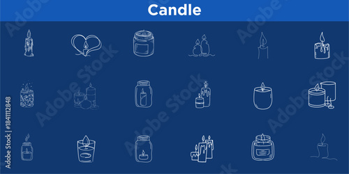 Minimalist Graphic Symbols for Light, Flame, Wick, Wax, and Abstract Wellness Pictograms.