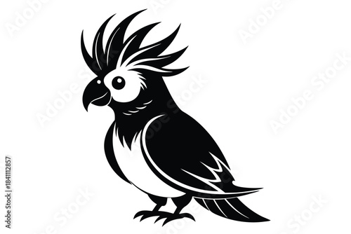 cockatiel silhouette line art vector illustration with a white background