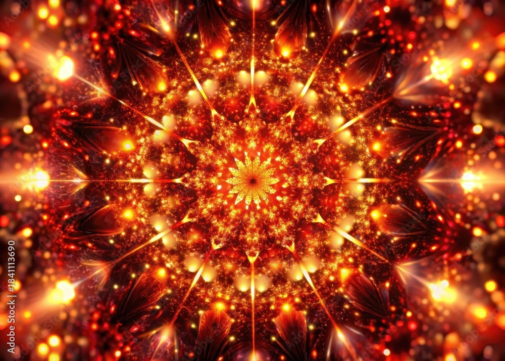 Naklejka premium Sparkling embers of crimson luxury dissolve into a kaleidoscope of abstract beauty