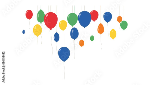 Colorful Balloons Ascending: An array of vibrant balloons, in an assortment of eye-catching colors, float gently against an open backdrop.