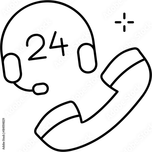 Line Art Support Hotline Icon