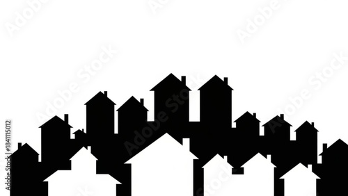 Silhouette of houses in a neighborhood skyline