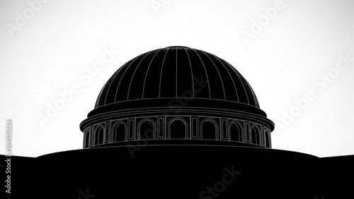 Black and white outline of a dome structure
