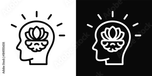 Stress Relief Icon White And Black Background Style