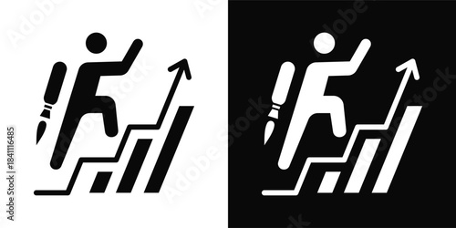 Self Improvement Icon White And Black Background Style