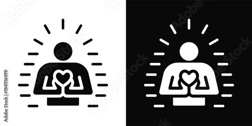 Humility Icon White And Black Background Style