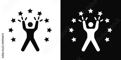 Self Confidence Icon White And Black Background Style