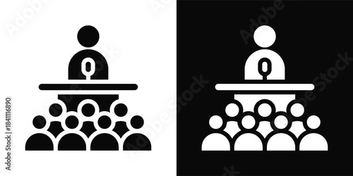 Public Speaking Icon White And Black Background Style