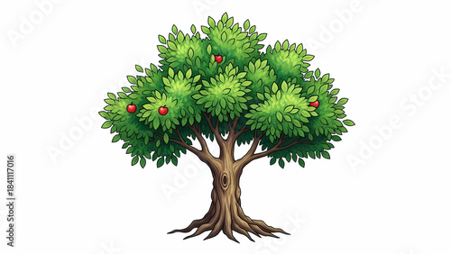 Detailed Botanical Tree Illustration Isolated