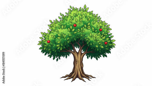 Vintage Old Tree Illustration Isolated on White