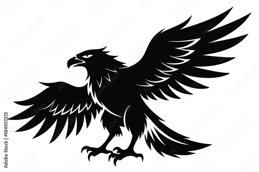 Fototapeta premium eagle silhouette line art vector illustration with a white background