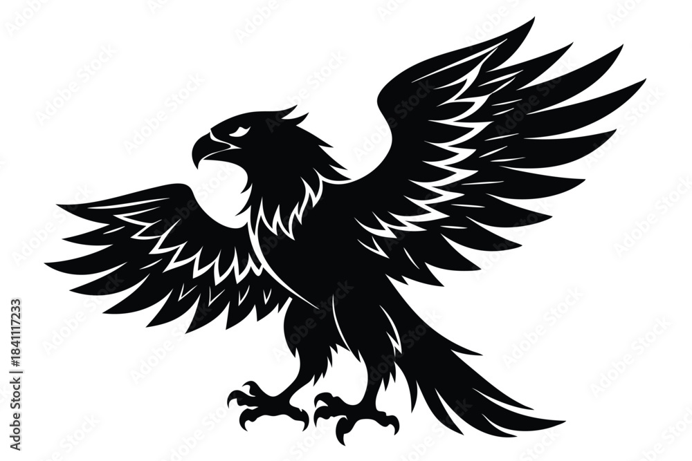 Fototapeta premium eagle silhouette line art vector illustration with a white background