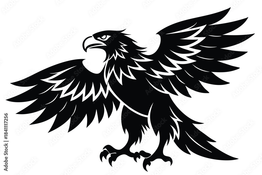 Naklejka premium eagle silhouette line art vector illustration with a white background