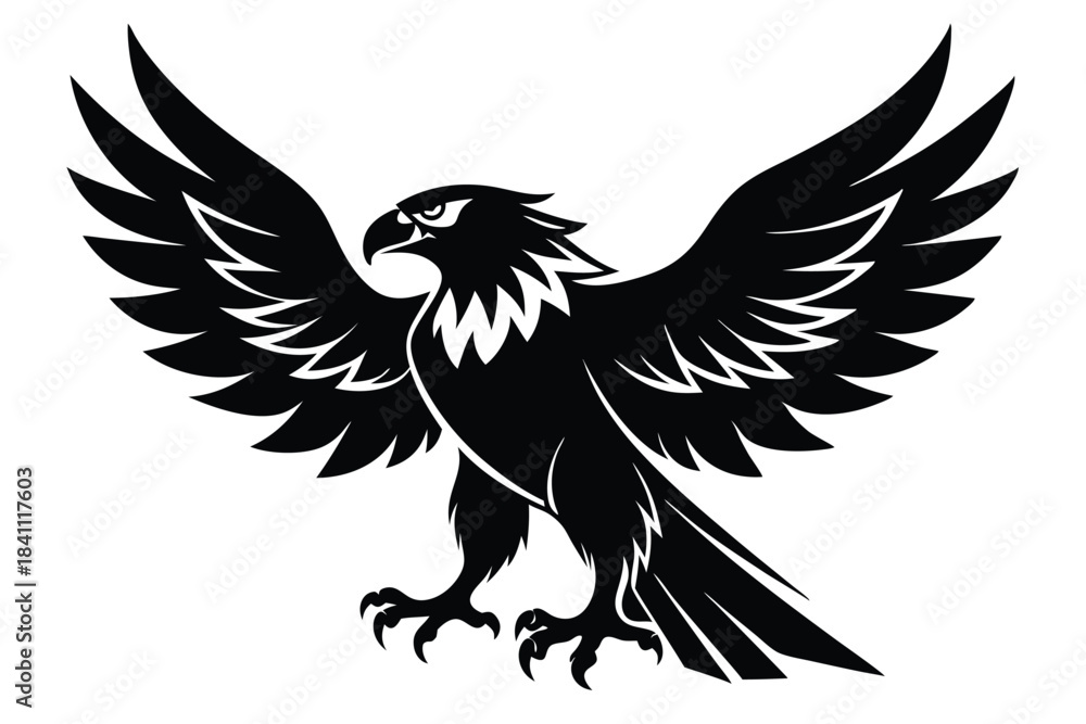 Obraz premium eagle silhouette line art vector illustration with a white background