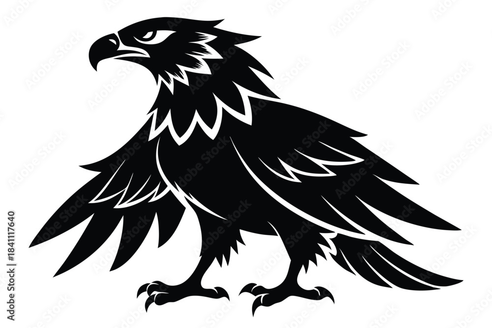 Obraz premium eagle silhouette line art vector illustration with a white background