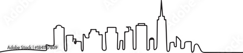 Continuous Line Art Skyline Created by Semicircle Rooftop Sequence in Minimal Contour Outline Style