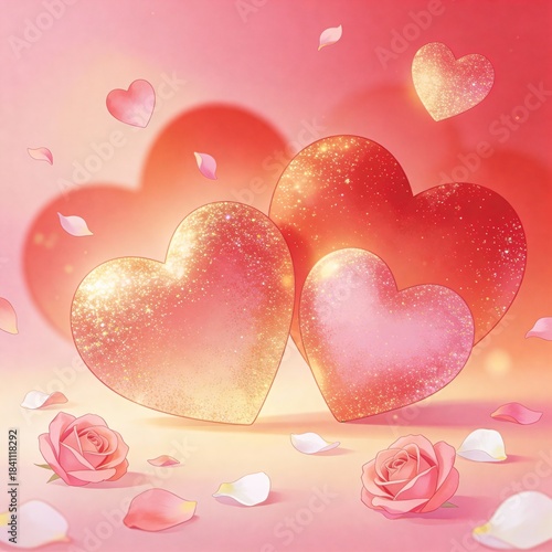Sparkling Hearts and Roses Background