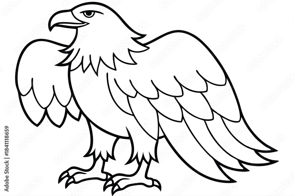 Obraz premium eagle silhouette line art vector illustration with a white background