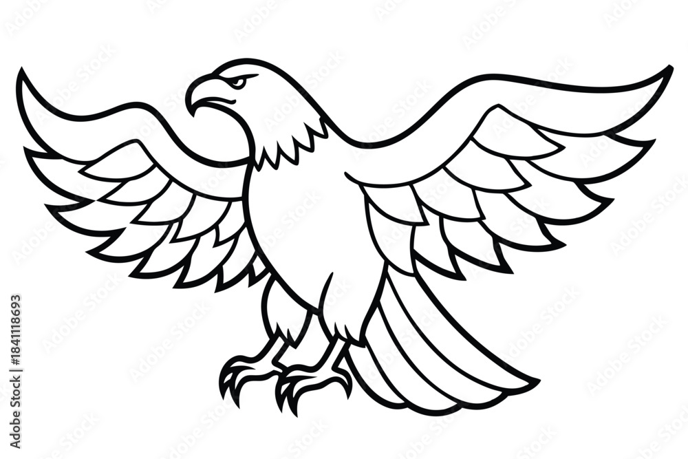 Obraz premium eagle silhouette line art vector illustration with a white background