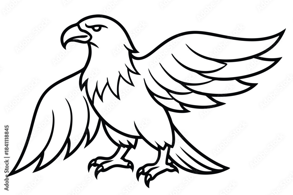 Obraz premium eagle silhouette line art vector illustration with a white background
