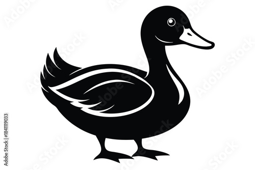 duck silhouette line art vector illustration with a white background