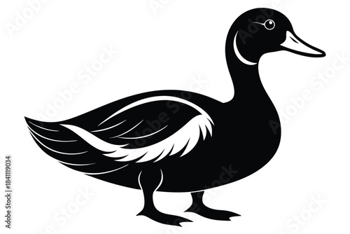 duck silhouette line art vector illustration with a white background