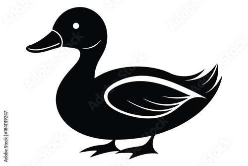 duck silhouette line art vector illustration with a white background