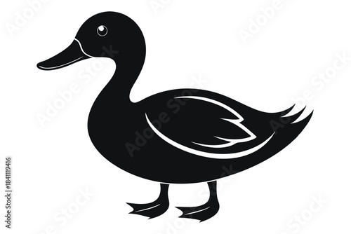 duck silhouette line art vector illustration with a white background