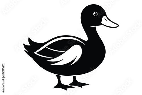 duck silhouette line art vector illustration with a white background