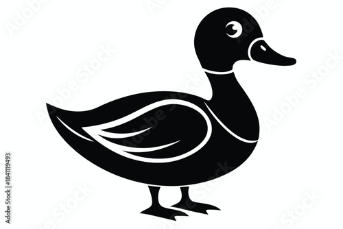 duck silhouette line art vector illustration with a white background